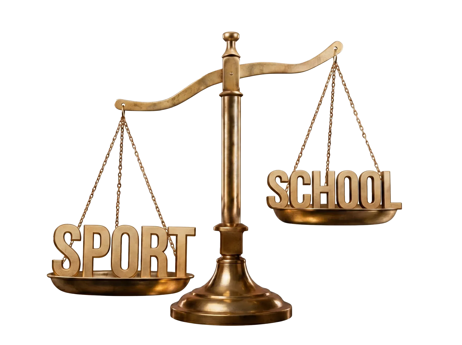 A scale weighing sport against school